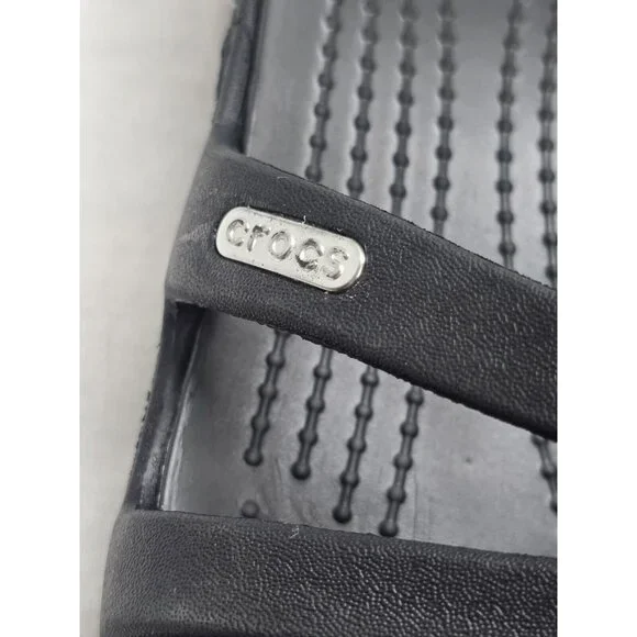 Crocs Rhonda Wedge Sandals Slip-On Strappy Slides Open Toe Black Women's Size 8 - Picture 4 of 10